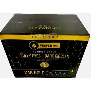 Dermora 24K Gold Eye Mask 30 Pairs Puffy Eyes Dark Circles NEW In Box Sealed